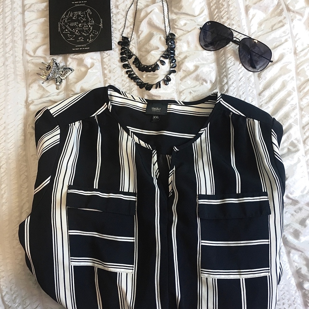Mossimo XXL Black White Striped Summer Midi Dress